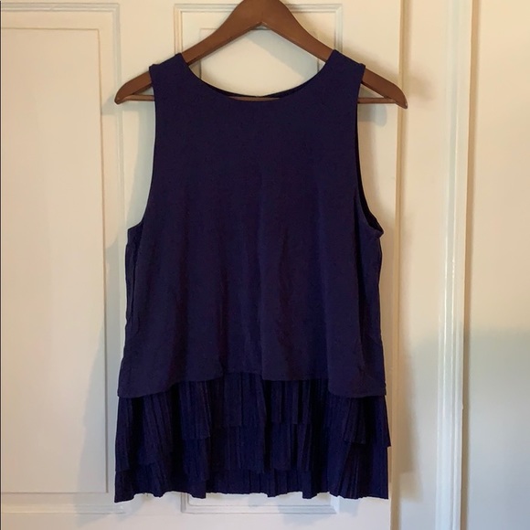 Banana Republic Navy/Purple Sleeveless Blouse - Picture 1 of 5